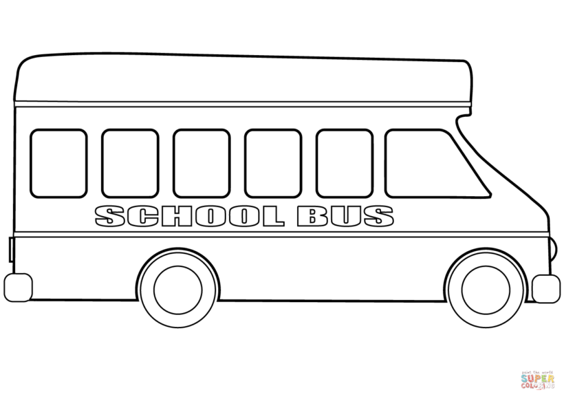 tranh tô màu xe buýt chở học sinh