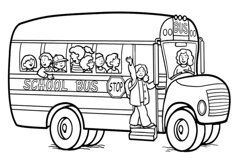 Tranh tô màu xe buýt trên phố cho bé (4)