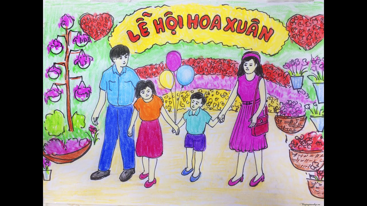 Vẽ tranh gia đình Chúc tết ông bà  P1 Vẽ hình  How to Draw Family   Tilado
