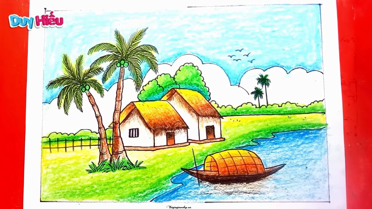 Hướng dẫn cách vẽ tranh phong cảnh quê hương đơn giản mà đẹp  Học Kế Toán  Thuế HCM
