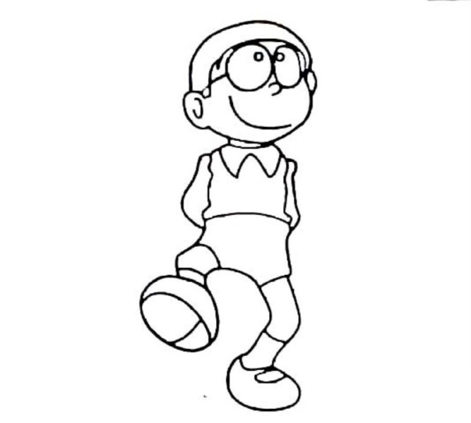 Tranh tô màu Nobita đáng yêu cho bé tập tô màu (5)