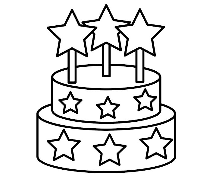 12 hình tô màu bánh sinh nhật cho bé học lớp mẫu giáo