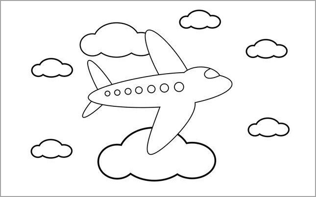 Hình vẽ chưa tô màu máy bay cho bé tập tô (2)