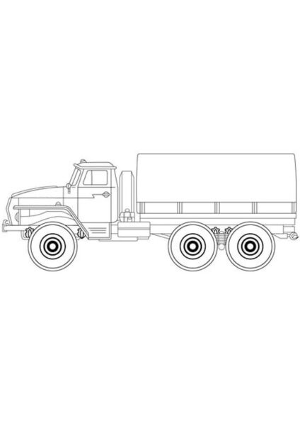 Hình vẽ chưa tô màu xe tải cho bé tập tô (2)