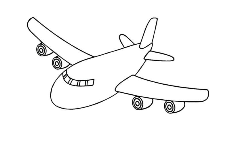 Hình vẽ đen trắng máy bay cho bé tô màu (6)