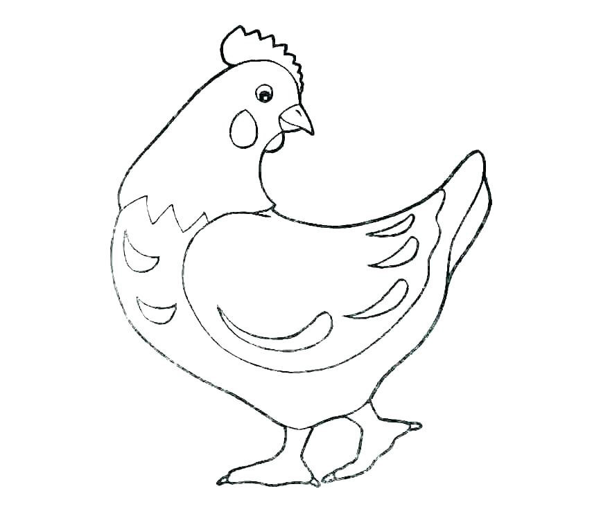 Hình vẽ chưa tô màu con gà ngộ nghĩnh cho bé tập tô (1)