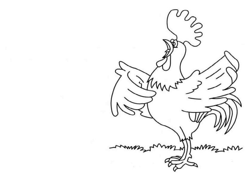 Hình vẽ chưa tô màu con gà ngộ nghĩnh cho bé tập tô (5)