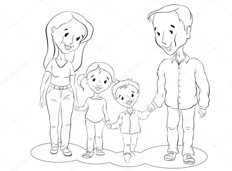 Tranh tô màu gia đình đẹp, hạnh phúc nhất cho bé tập tô (1)