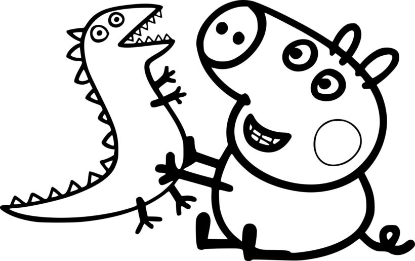 Peppa verwelkte Schwarz-Weiß-Zeichnung für Kinder zum Ausmalen (1)