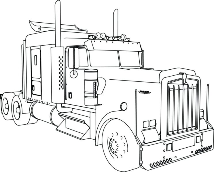 Tranh vẽ đen trắng xe tải cho bé tô màu (1)