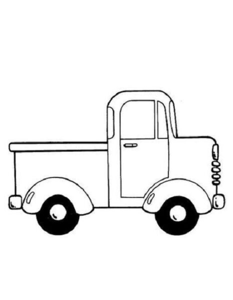 Tranh vẽ đen trắng xe tải cho bé tô màu (6)