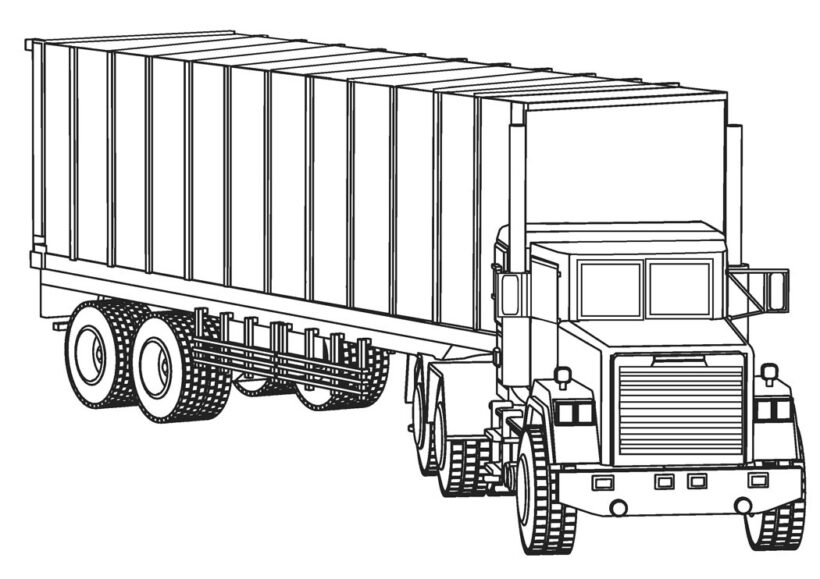 Tranh vẽ đen trắng xe tải cho bé tô màu (8)