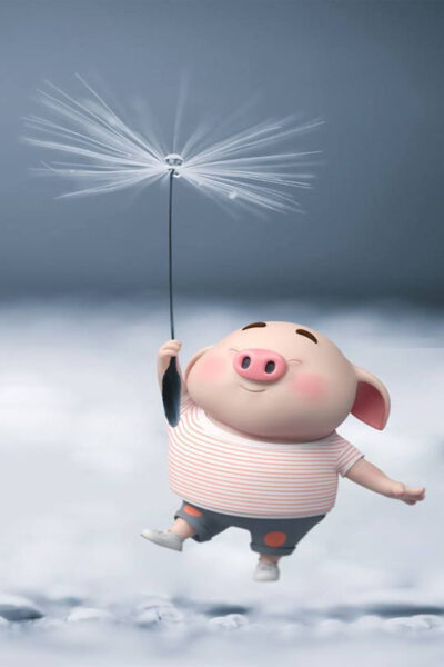 hình con heo dễ thương đang dũi đất
