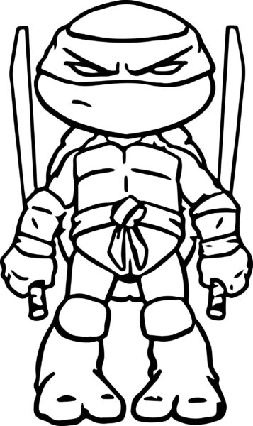 Hình vẽ đen trắng Ninja Rùa vui nhộn cho bé tập tô (3)
