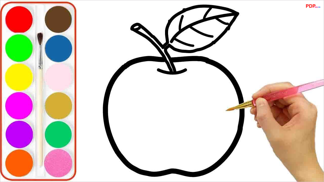 Bộ tranh tô màu quả táo hoạt hình sống động cho bé tập tô sáng tạo