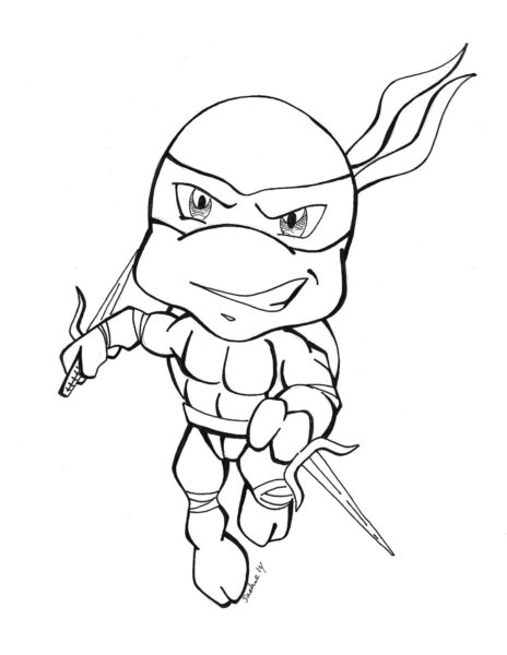 Tranh vẽ chưa tô màu Ninja Rùa đáng yêu cho bé tập tô (3)