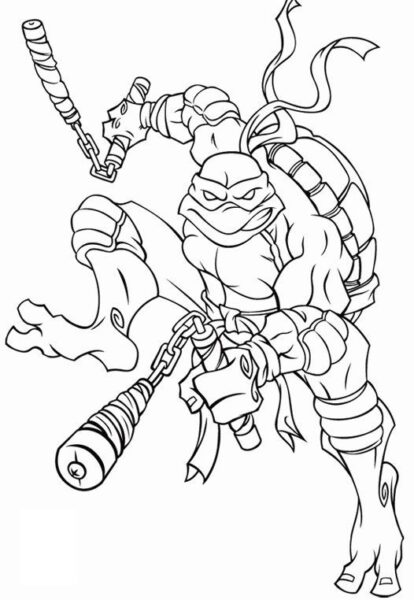 Tranh vẽ đen trắng Ninja Rùa đẹp nhất cho bé tập tô (5)