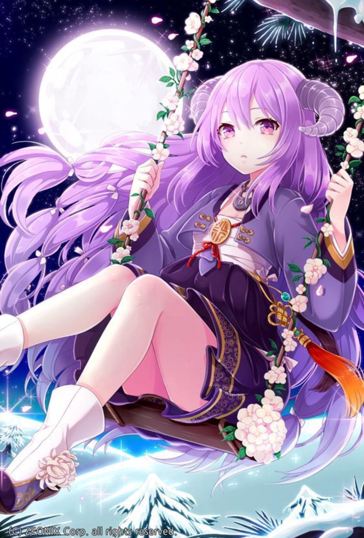 Hình ảnh anime girl tóc tím cho bạn gái yêu gam màu Purple