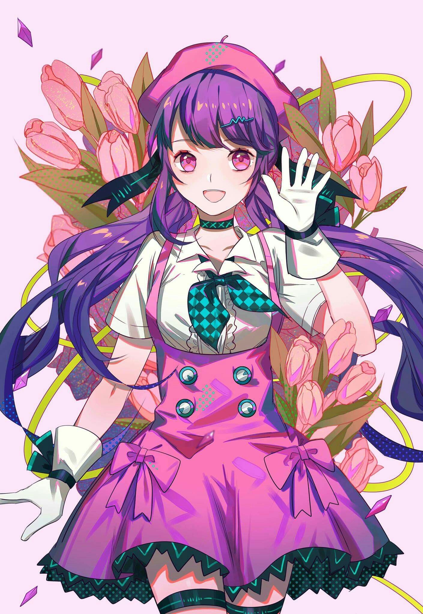 Hình ảnh anime girl tóc tím cho bạn gái yêu gam màu Purple