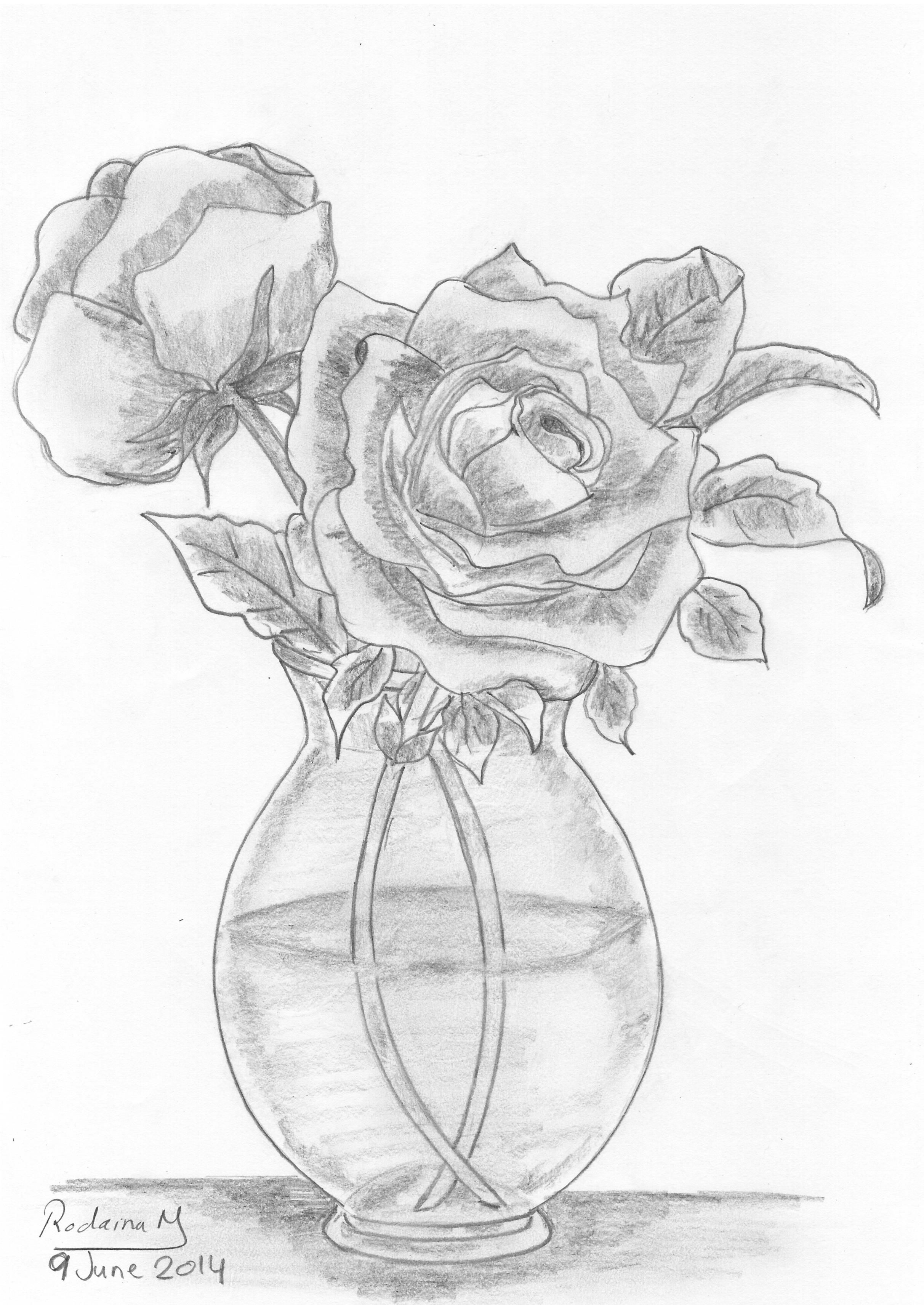 Tranh vẽ 3D hình 3 bông hoa hồng và mặt nước phẳng lặng 23748   123Designorg