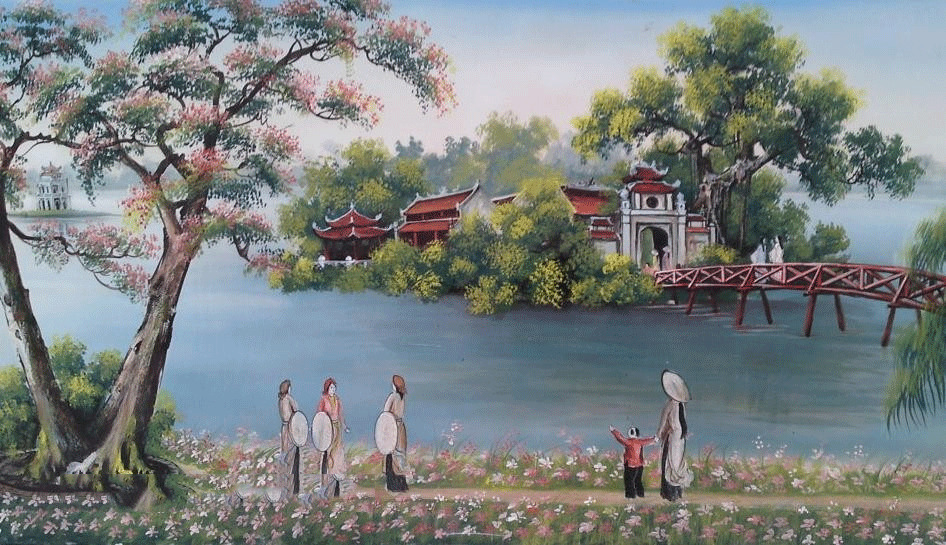 10 bức tranh sơn dầu Hồ Gươm được yêu thích nhất  Tranh AmiA