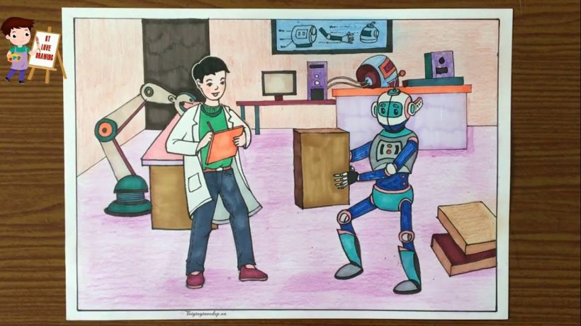 Vẽ tranh đề tài ước mơ của em trở thành nhà sáng tạo robot