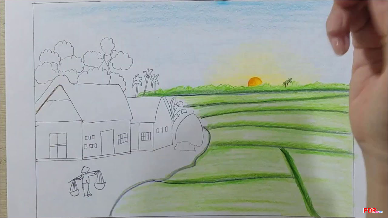 Hướng dẫn vẽ tranh đề tài phong cảnh quê hương  Myphamthucucvn  Giáo dục  trung học Đồng Nai