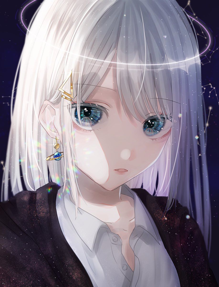 Hình ảnh anime girl tóc trắng xinh đẹp, lạnh lùng đầy cuốn hút
