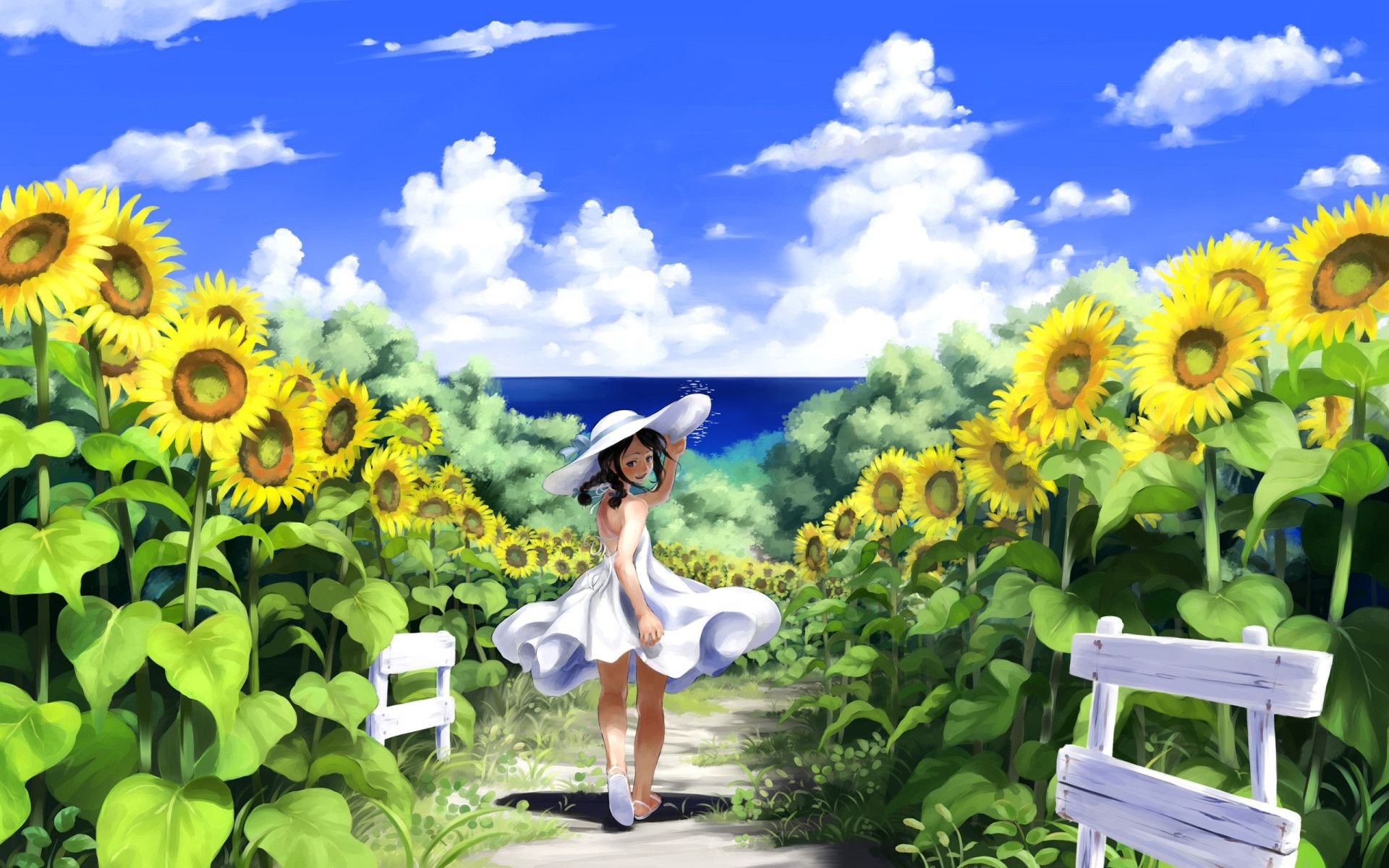 Hình ảnh anime hoa hướng dương - Phong cách trẻ trung, đầy sức sống