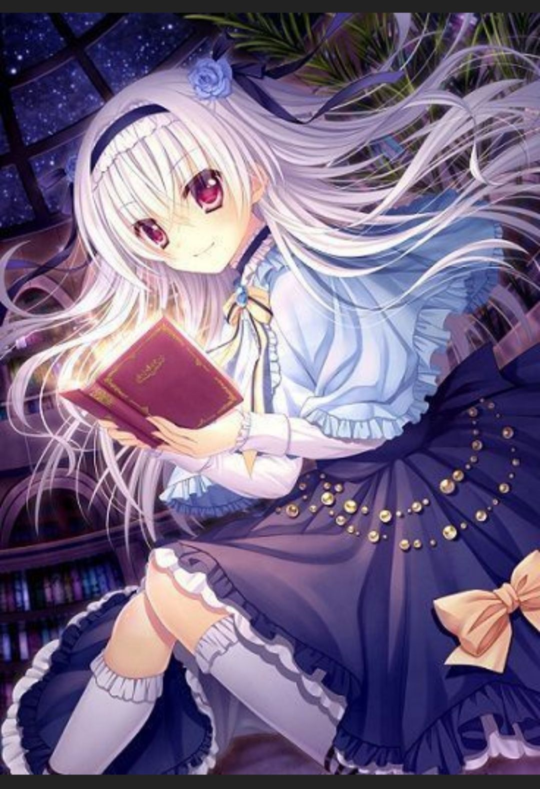 Anime girl tóc trắng: Cô gái trong bức hình này có mái tóc trắng tinh khôi, đôi mắt quyến rũ và nụ cười tươi tắn. Cô ấy đang sẵn sàng cho một chuyến phiêu lưu đầy thử thách và bạn có thể cùng cô ấy khám phá thế giới của anime.