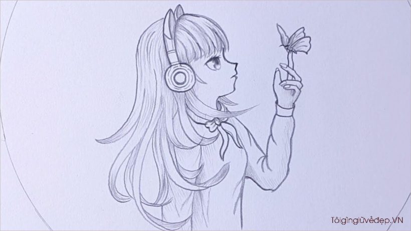 Vẽ tranh anime bằng bút chì đơn giản How to draw anime girl Prentan   YouTube