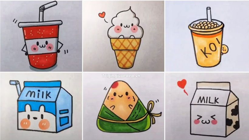Những hình vẽ cute đơn giản đồ ăn