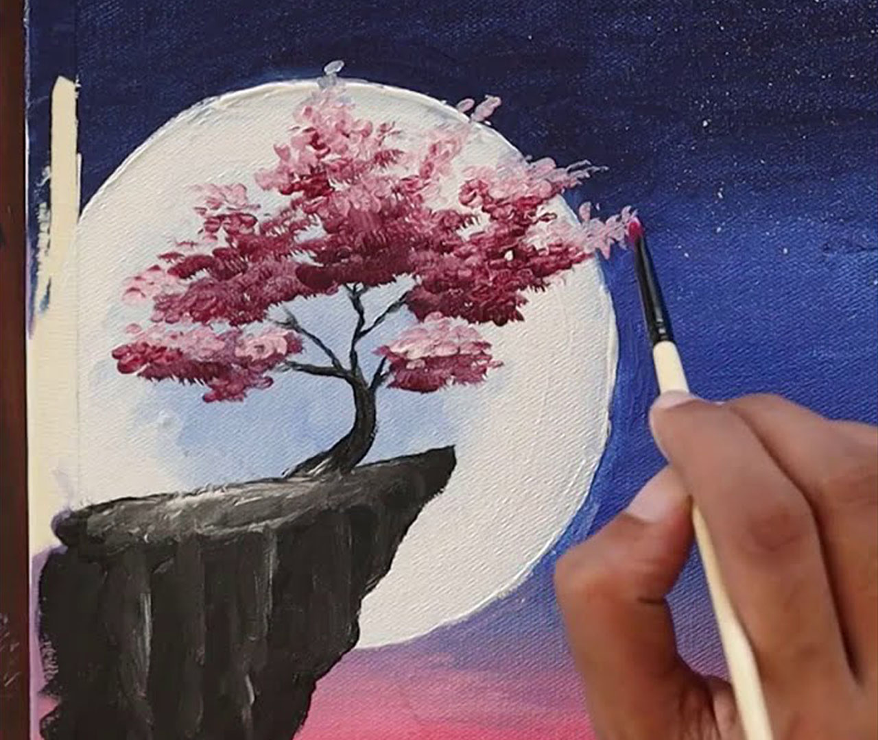 Hướng dẫn cách vẽ 1 chiếc cây hoa anh đào bằng màu nước  YouTube