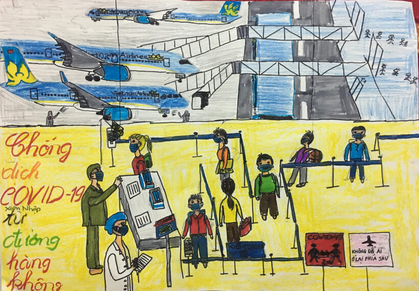 Vẽ tranh đề tài vững tin Việt Nam chủ đề sân bay