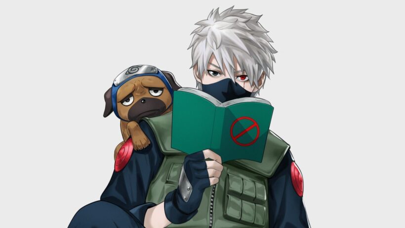 Hình ảnh Kakashi dễ thương bên chó con