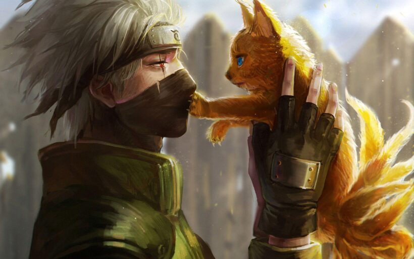 Hình ảnh Kakashi ôm mèo