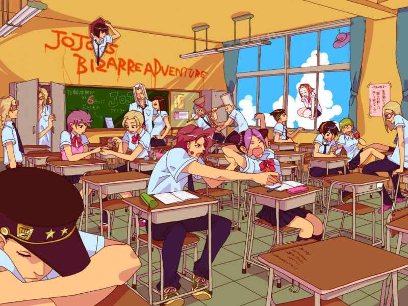 Hình ảnh lớp học anime giờ ra chơi