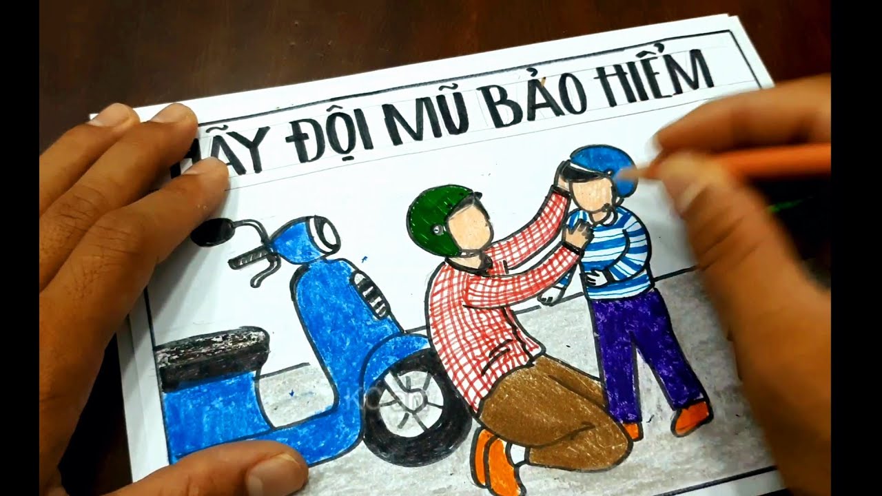 Vẽ tranh ĐỘI MŨ XINH  BẢO VỆ CHÚNG MÌNH  Vẽ tranh đội mũ bảo hiểm  Vẽ  tranh an toàn giao thông  YouTube