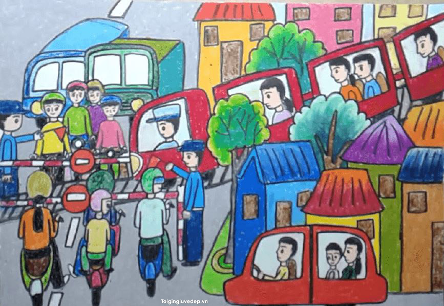 Tổng hợp tranh vẽ an toàn giao thông đẹp nhất  Tranh vẽ cho học sinh