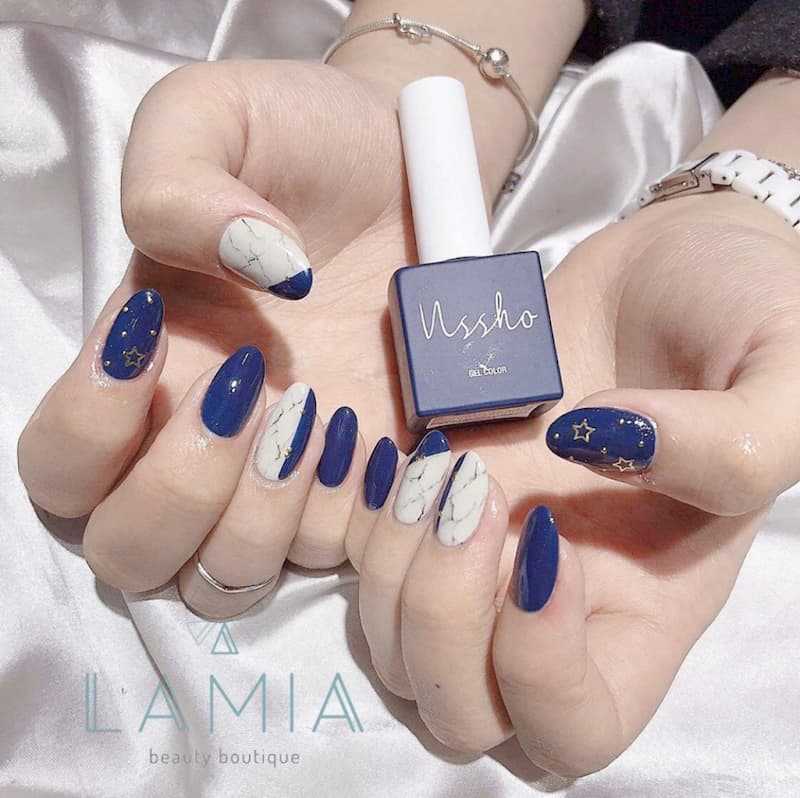 25 mẫu nail xanh dương đẹp sành điệu giúp nàng thêm tự tin