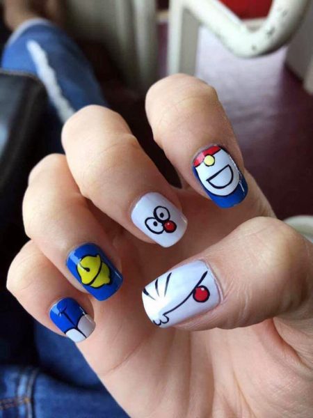 Mẫu nail Doraemon đáng yêu