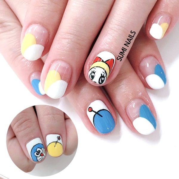 Mẫu nail Doraemon đẹp cho bạn gái