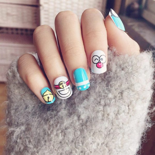 Mẫu nail Doraemon - ý tưởng làm đẹp dễ thương