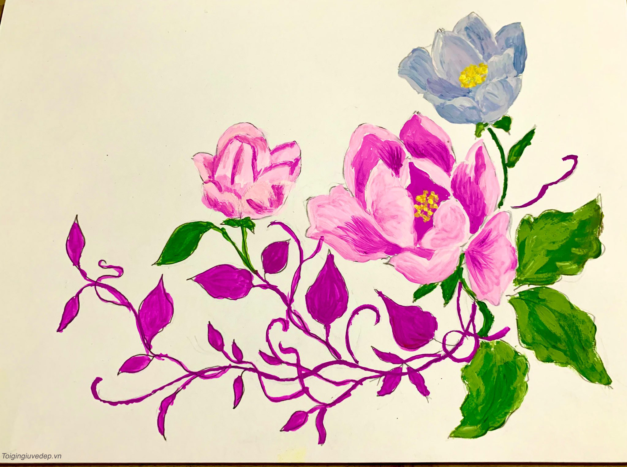 Tranh Vẽ Hoa Đơn Giản Bằng Bút Chì Sáp Màu Đẹp Nhất