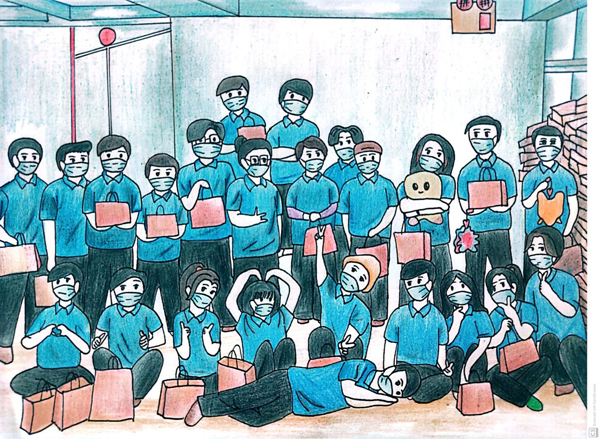 Vẽ tranh Đoàn TNCS HCM, thanh niên tình nguyện chuẩn bị quà Trung thu