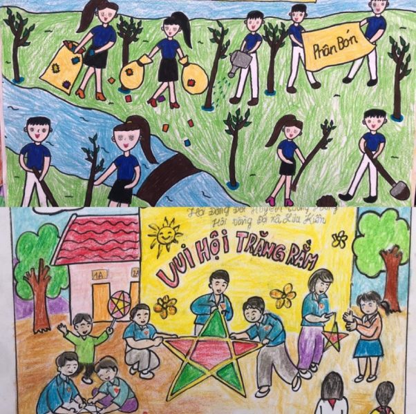 Thiếu nhi Lâm Đồng vẽ tranh chào mừng Đại hội Đoàn, thanh niên tình nguyện bảo vệ môi trường và hoạt động trung thu