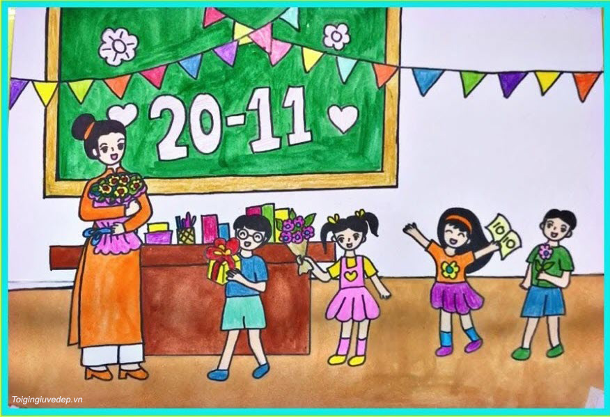 Bật mí cách vẽ và chủ đề tranh 2011 đơn giản đẹp và ý nghĩa tri ân thầy  cô