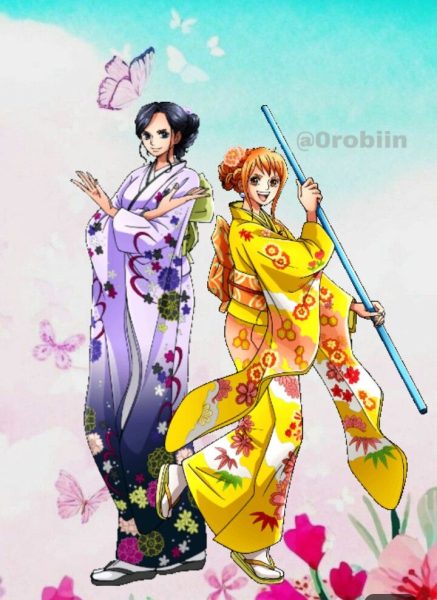 hình ảnh Nami và Robin mặc kimono