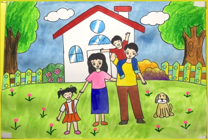 Vẽ tranh mái ấm gia đình hạnh phúc