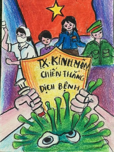 tranh vẽ đề tài Đoàn trong trái tim tôi bằng sáp màu đẹp, đơn giản nhất